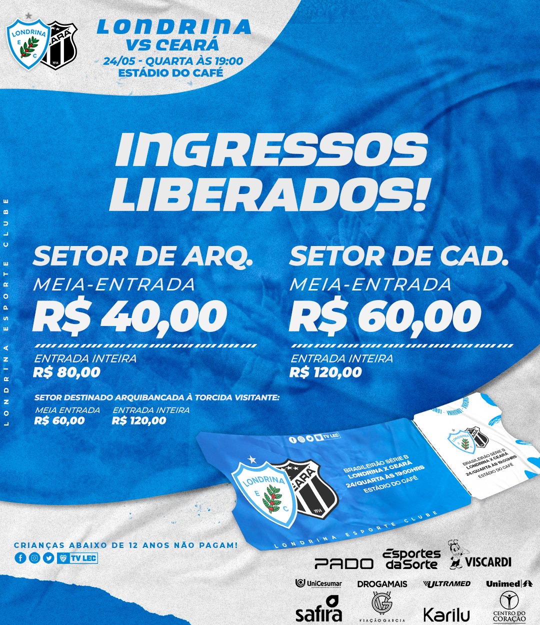 Ingressos à venda para Londrina Esporte Clube x Ceará